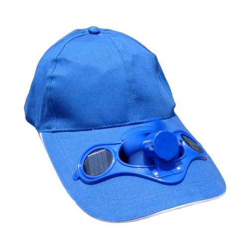 Gorro de pesca con energía Solar para hombre y mujer, gorro de verano con ventilador fresco, ahorro de energía, No requiere baterías, para playa,: Azul