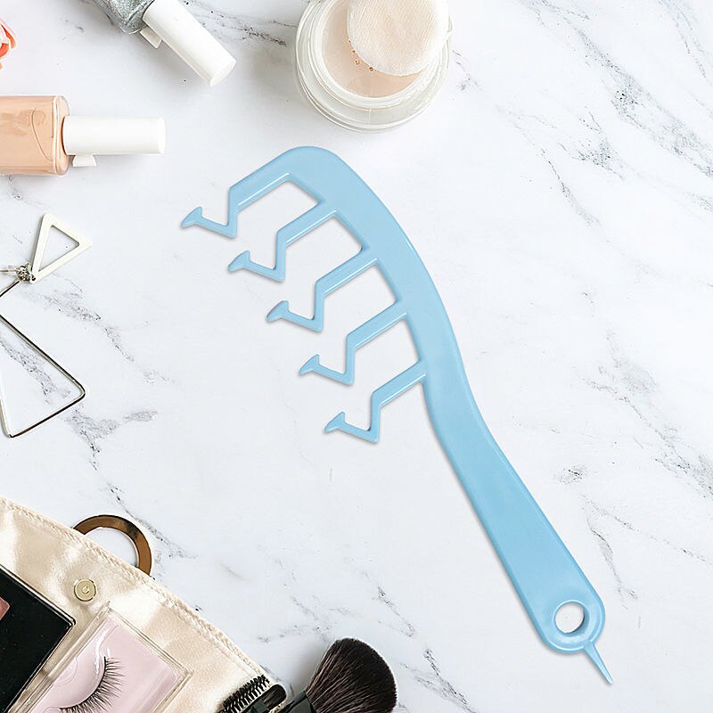Hair Fluffy Comb Hair Style Comb Instant Hair Volumizer Curly Fluffy Hair Styling Comb Hair Slit Cover Z Shape Combing Brush: Blue