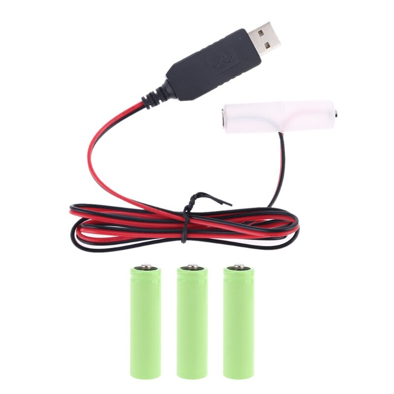 LR6 AA Battery Eliminator 2m USB Power Supply Cable Replace 1 to 4pcs AA Battery X3UD