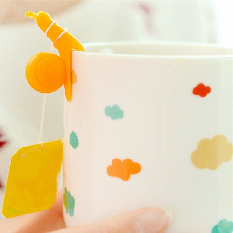 2Pcs Set Snail Silicone Tea Brewer Cup Edge Pendant Tea Bag Holder Cup Differentiated Label Snail Hanging Tea Bag