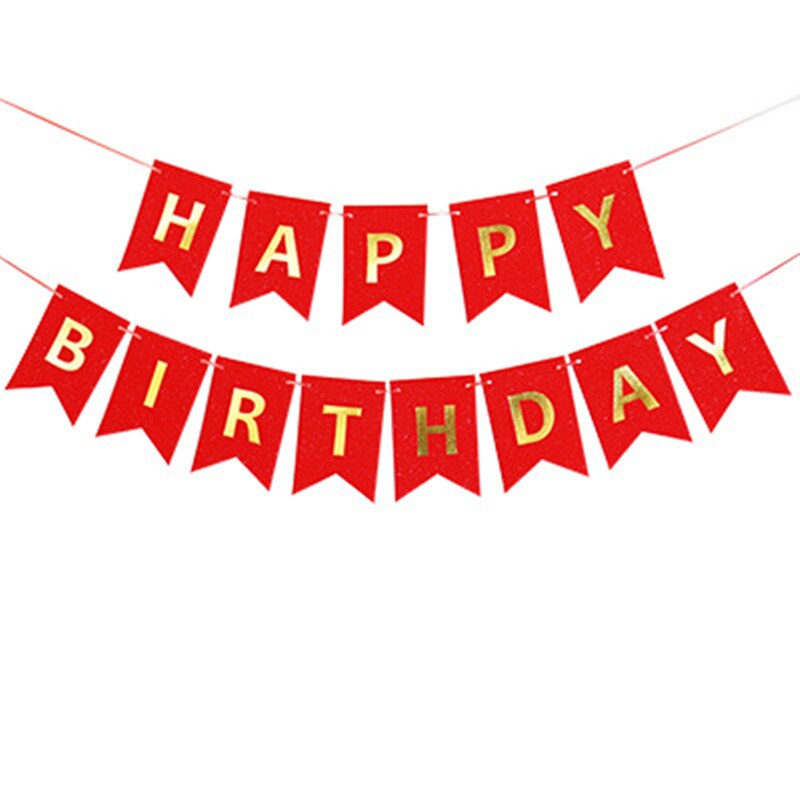 Happy birthday letter glitter paper banner pull flag children's day party party baby shower decoration: red