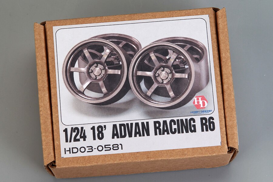 1/24 Resin Retrofit For Car Models Hobby HD03-0581 1/24 18&#39; Advan Racing R6 Wheels (Resin+Metal Wheels+Decals) Car Wheels: Default Title