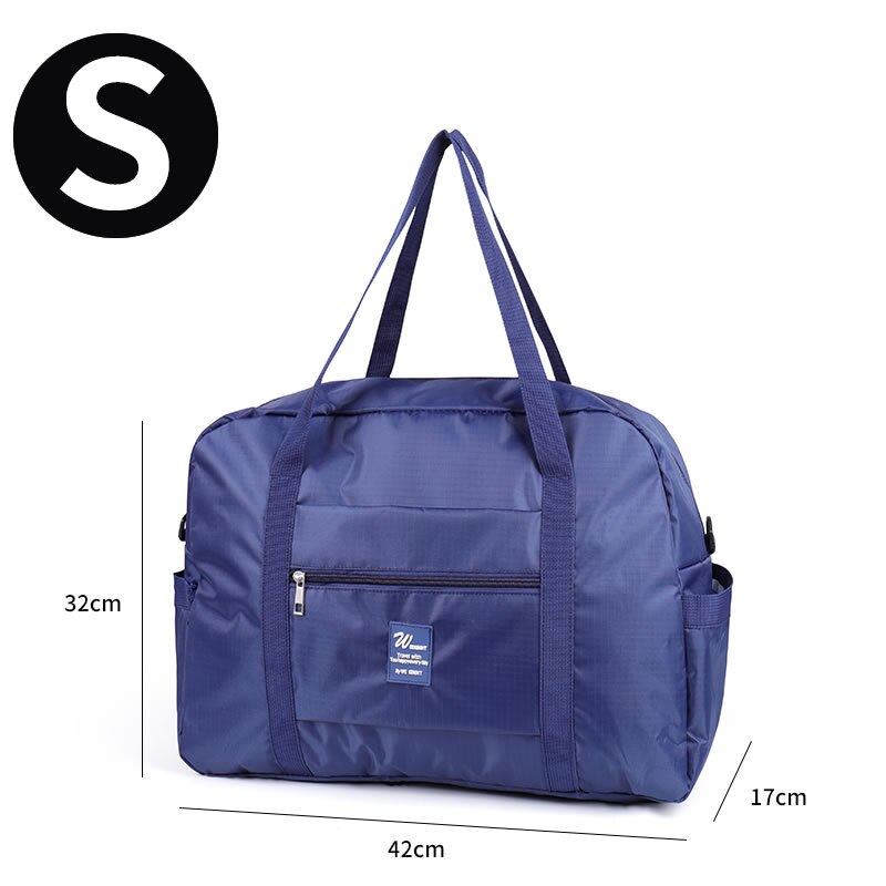 Oxford-Bolsa de equipaje de mano para mujer, de gran capacidad bolso de viaje, bolsa de almacenamiento para fin de semana, maleta con carrito a juego para hombro: S     blue