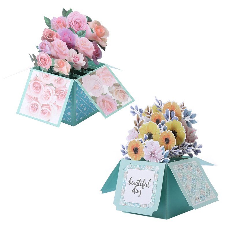 3D Mother's Day Card Pop Up Flower Greeting Card Blessing Message Cards for Mother Wife Daughter Festival Gifting Supply M17E