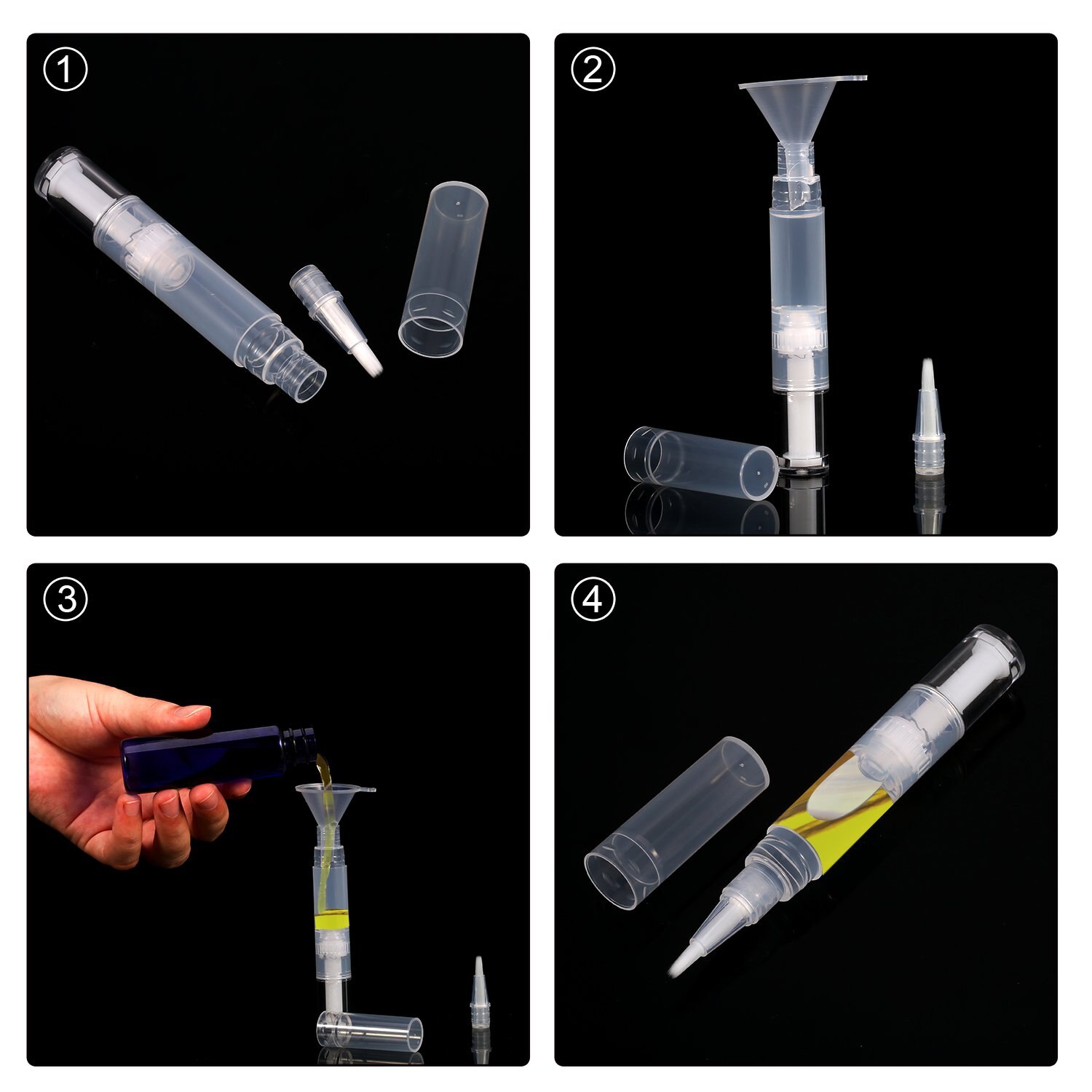 5 stk 3ml negleolie pen twist penne øjenvipper vækst væske tomme rør beholder applikatorer tube med børste spids nail art værktøj
