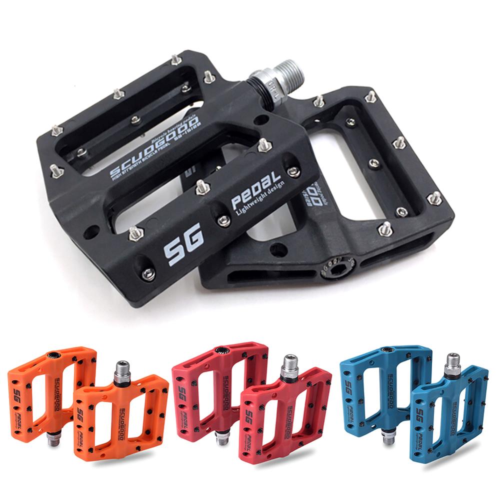 Pedales ultraligeros rockbros pedales de bicicleta pedales de nailon de fibra de 4 colores, pedales de rodamiento de bicicleta de carretera, piezas de bicicleta