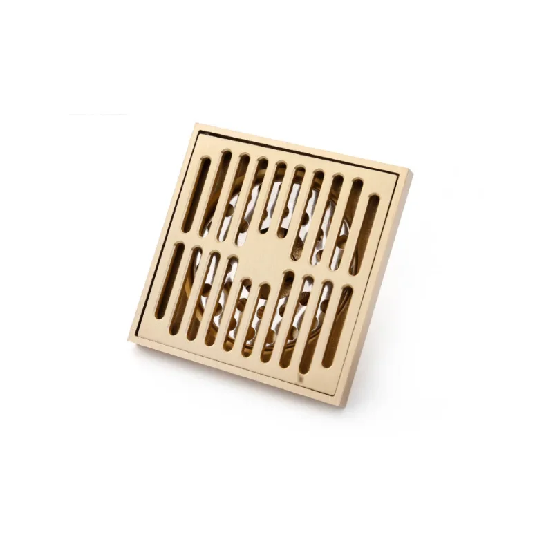 Desagüe de suelo dorado de 10x10cm, drenaje grueso de latón para prevención de olores, ducha, baño, balcón, lavadora, desagüe de suelo: Gris claro