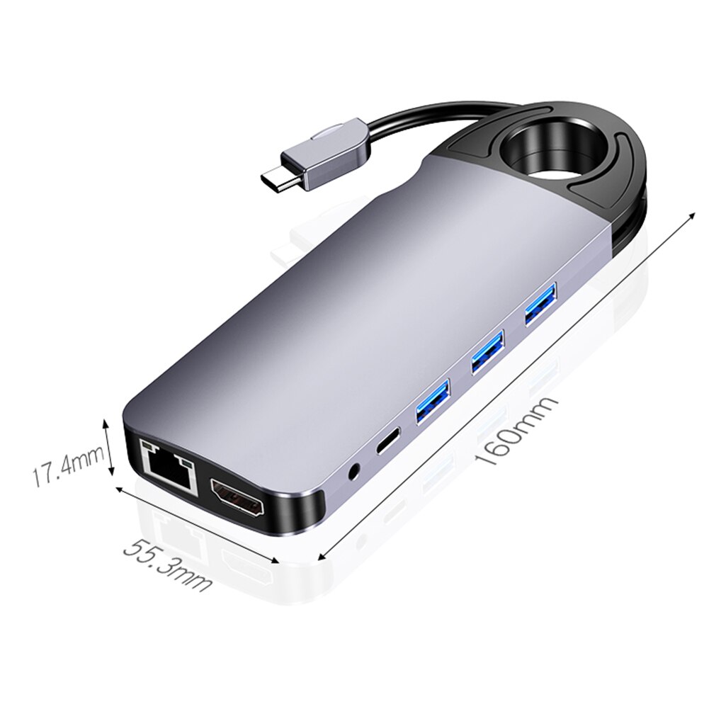 10 En 1 USB C Hub tipo C a USB 3,0 TF VGA HDMI adaptador RJ45 tarjeta de red para PC Notebook accesorios USB-C Hub