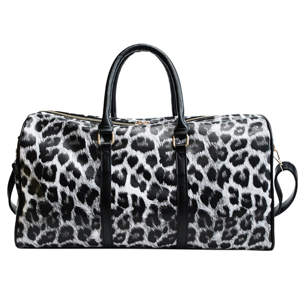 OCARDIAN Foldable Travel Bag Women Large Capacity Portable Shoulder Duffle Bag Leopard Waterproof Weekend Luggage Tote O7: WH