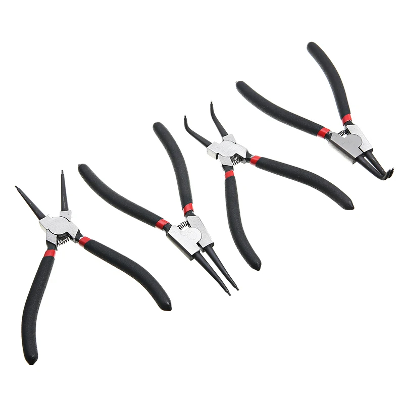 4 Stuks Borgringtang Set 7 ''Lange Neus Tang Staight Gebogen Tang Binnenste Buitenste Staight Gebogen Tang vasthouden Snap Ring Remover Tool