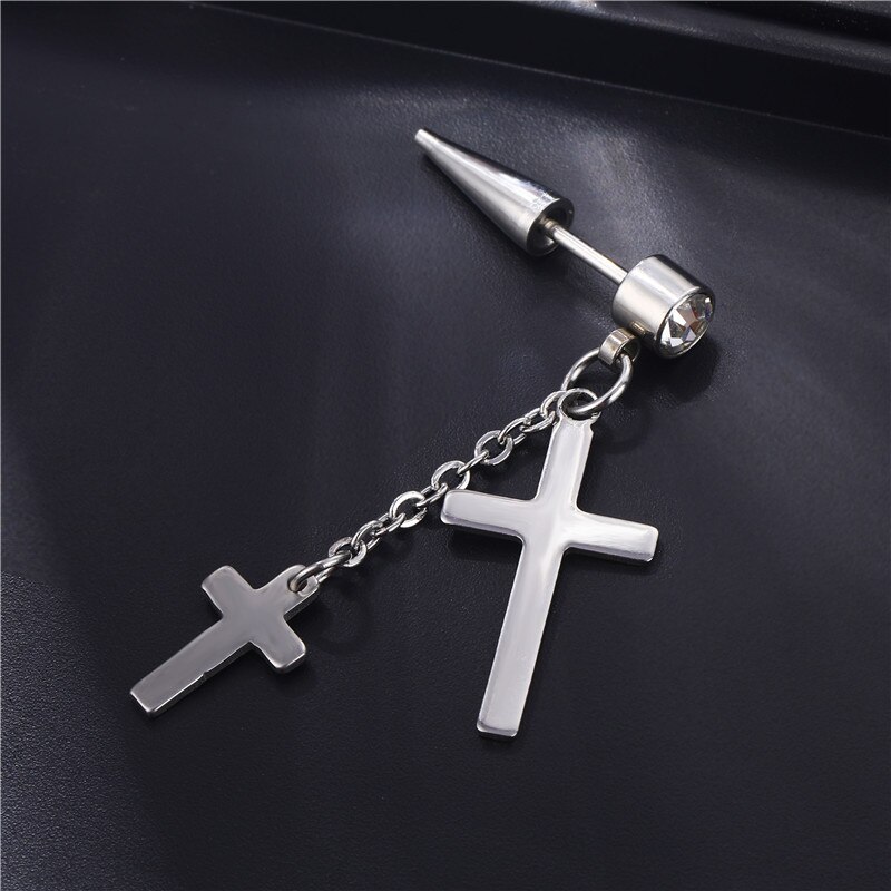 1 Stck Edelstahl Punk Felsen Blatt Kreuz Pirecing Zucht Ohrringe Für Männer Frauen gotisch Straße Pop Hüfte hüpfen Ohrring partei Schmuck: 8