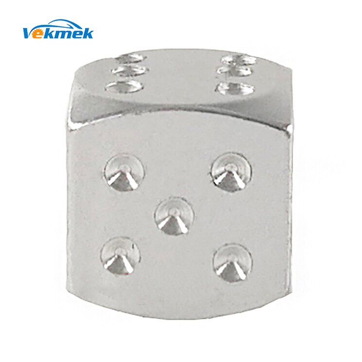 4pcs Dice Aluminum Tire Valve Caps for Auto Bike Motorcycle Boson Valve Stem Covers for US Valves Car Styling Parts Accessories: Silver
