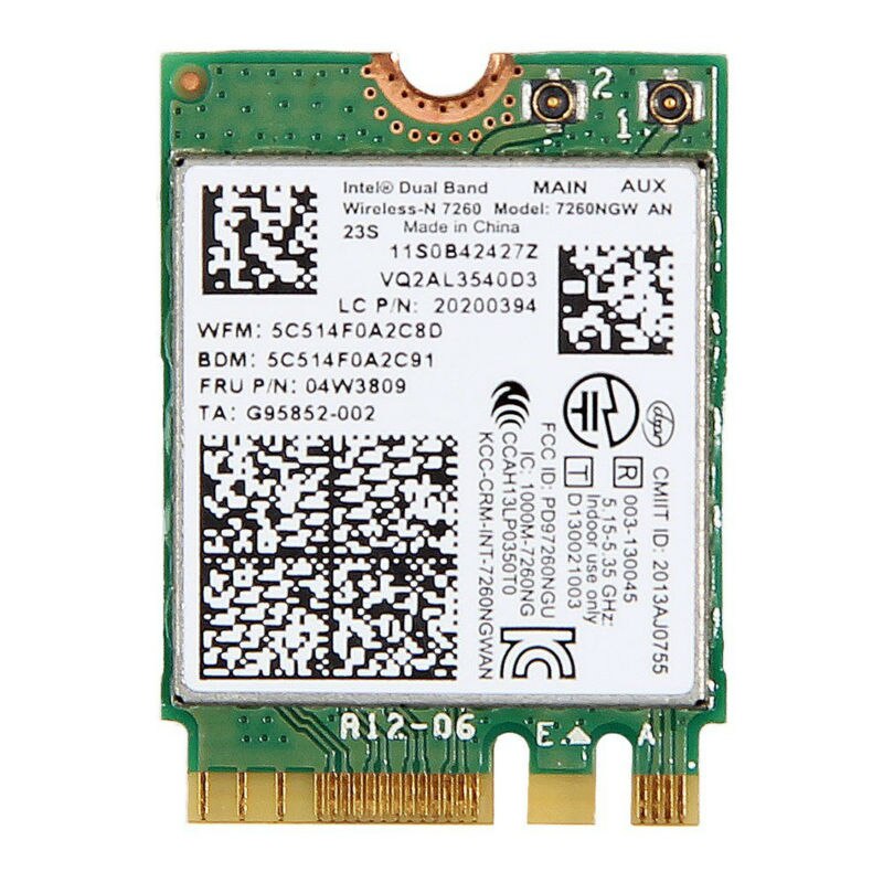 Intel Wireless-N 7260 7260NGW AN 802.11agn 2x2 Dual Band NGFF WiFi + Bluetooth 4.0 300Mbps X240 T440 T540 W540 L440 L540