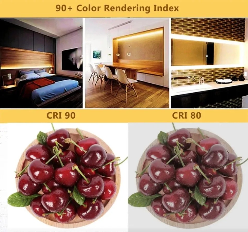 Bande lumineuse LED CCT COB haute densité 608 LED s/m, Flexible et variable, 2700K à 6500K, éclairage LED variable, DC12V 24V