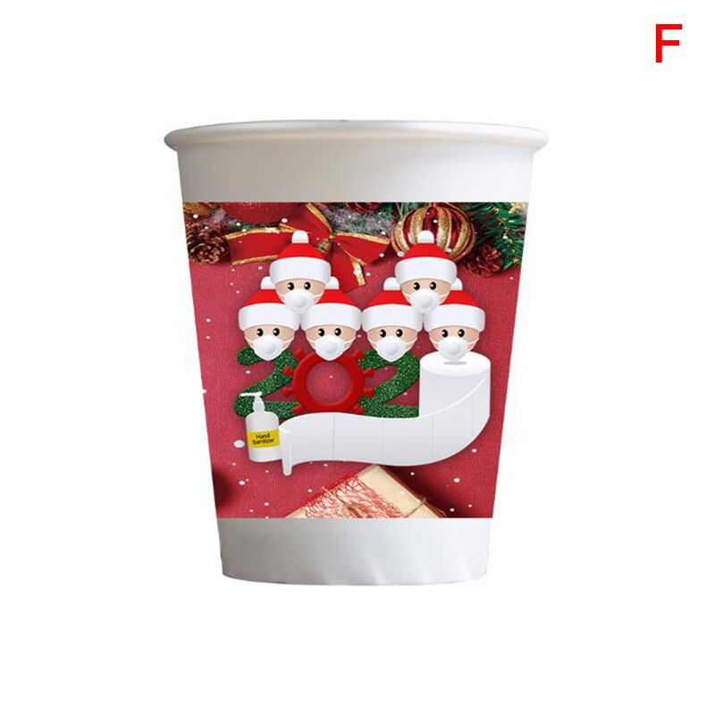 Lot de 5 gobelets en papier imprimés « joyeux noël » pour décoration de table jetable, fournitures de fête, noël, anniversaire: F