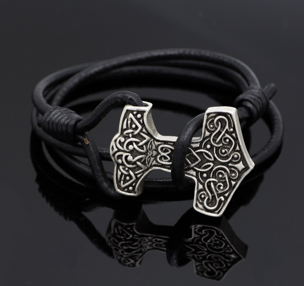 Nordic Vikings Amuleto Del Pendente braccialetto Leggendario Vichingo Odino del Nodo del Martello bracciale Ciondolo Talismano
