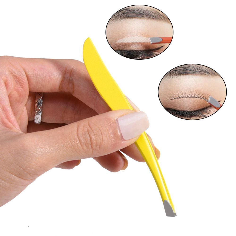 Herramienta de maquillaje de belleza de acero inoxidable, extractor de pelo inclinado, pinzas para pestañas cejas, novedad