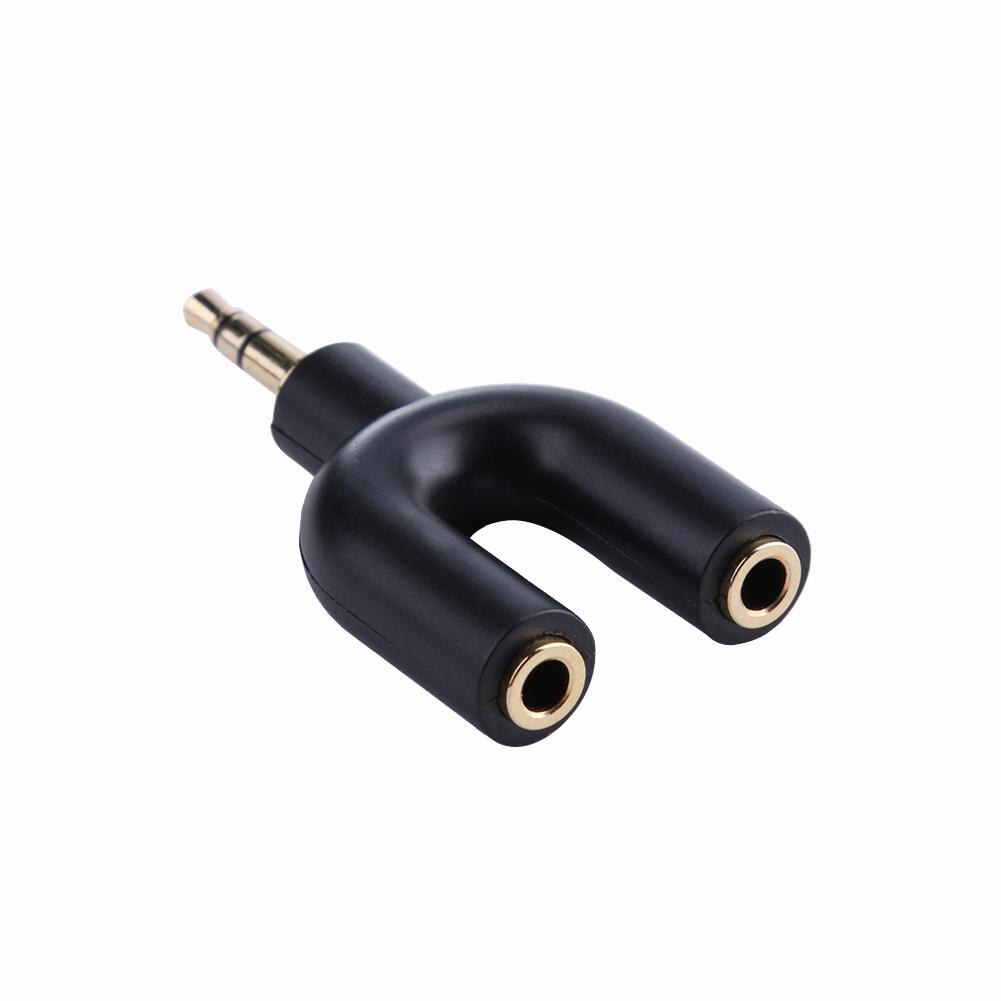 3.5mm Splitter U Type Earphone Connector Converter Splitter Audio to Mic & Headset Jack Plug Adapter For Mobile Phone Tablet PC