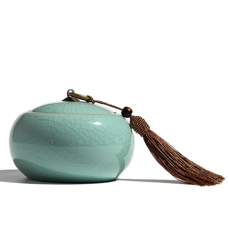 CHANSHOVA Traditional chinese style Ceramic Tea box Sealed moisture-proof Tea container China porcelain Tea storage tins C063: Small D