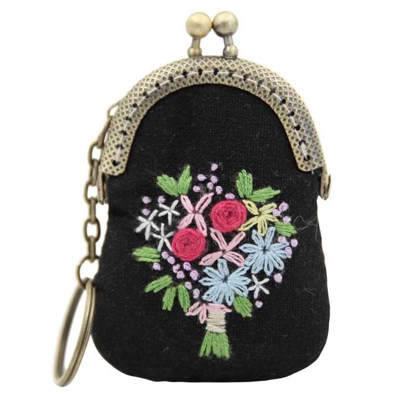 DIY Flower Necklace Mini Embroidery Bag Kit Embroidery Key chain Cross Stitch Sets Needlework Swing Craft Friend Unfinished: 14