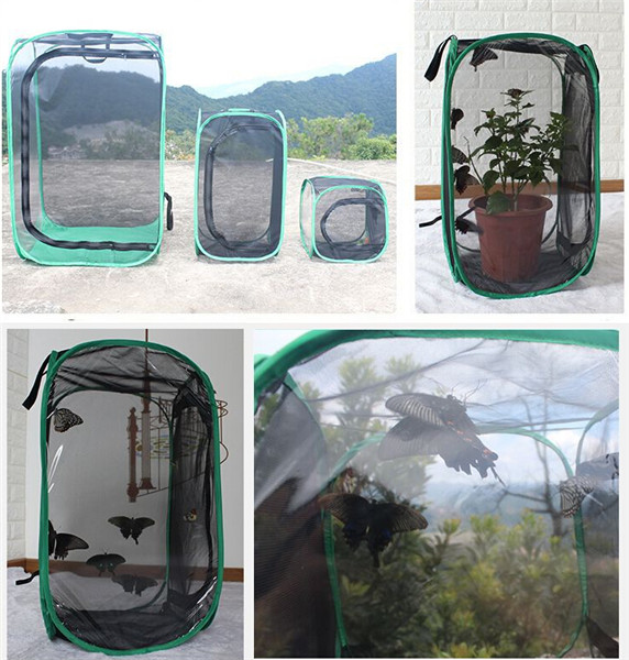 Insect Cage Foldable Butterfly Habitat Mesh Transparent Surface Portable Zipper Insect Supplies Boxes: C / 30x30x30