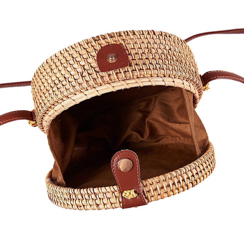 Ronde strozakken dames zomer rotan tas handgemaakt geweven strand crossbody schoudertas cirkel bohemien handtas bali