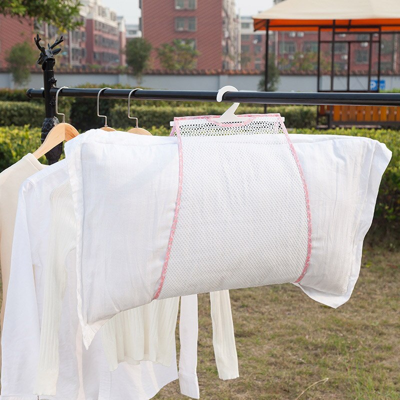 Tørretøj vindtæt tørrestativ fint mesh print multifunktionelt pudelegetøj solpudeklemme tørring pude netpose hængende rack: 4