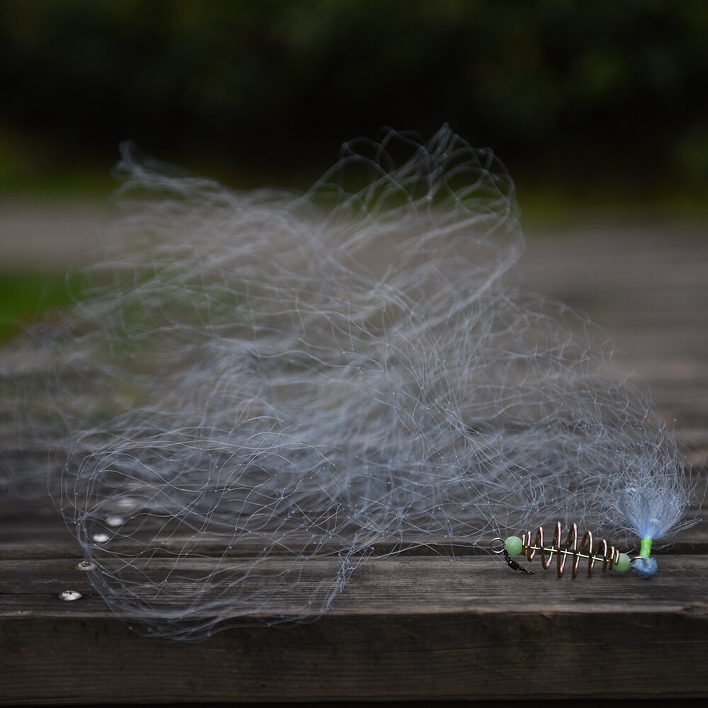 2 stk fiskenett karpe fiskeredskap pesca kobber våren stim fiske garn med lysende perler mesh nett for natten