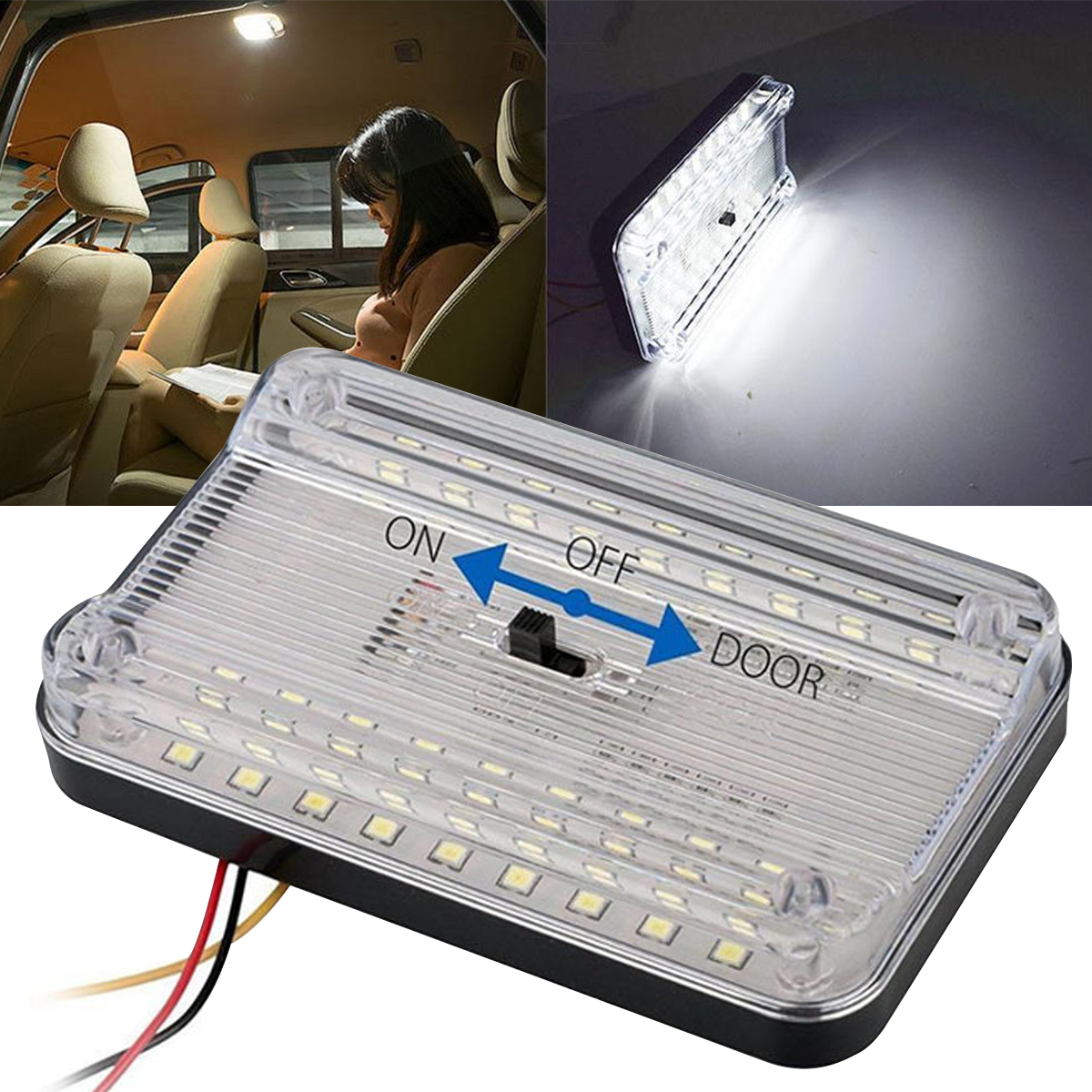 Luzes interiores do telhado do carro 12v 36 lâmpadas led branco veículo teto lâmpada de iluminação led cúpula do carro luz leitura com interruptor ligar/desligar quente