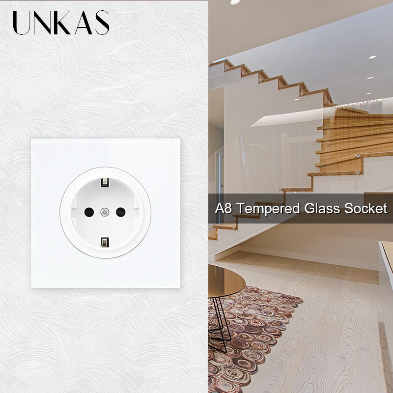 UNKAS Free Combination Single Gray Tempered Crystal Glass Panel Grey Modules DIY Matching For Wall Socket Switch