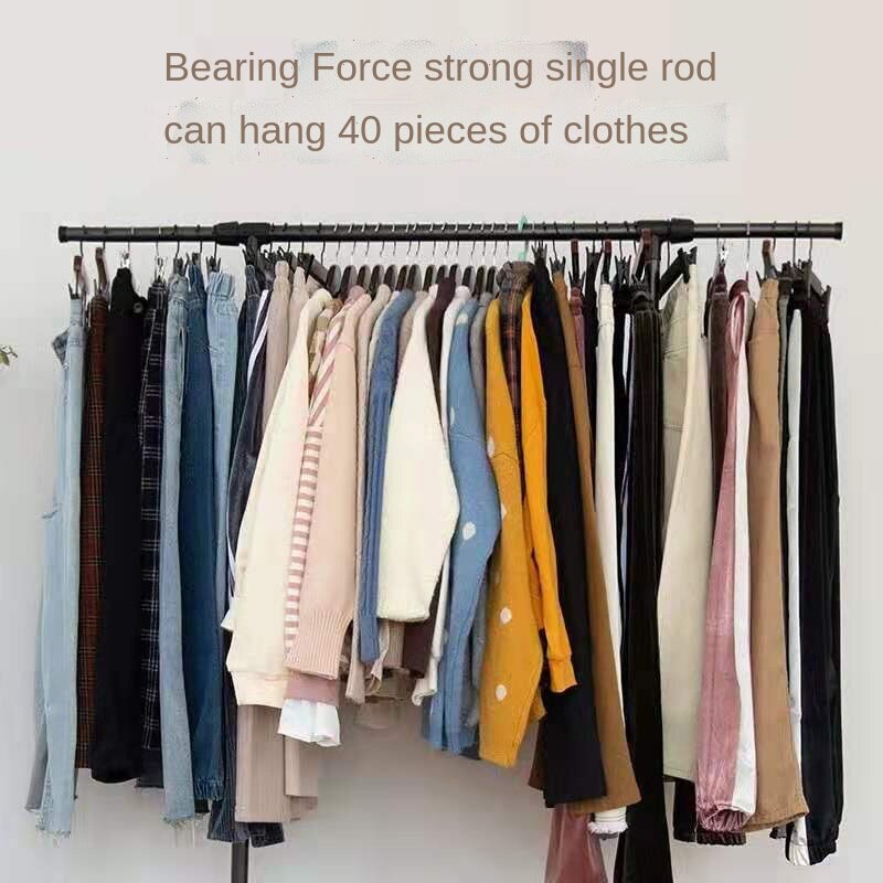 Simple Floor Retractable Clothes Rack Home Balcony Clothing Rod Stainless Steel Bedroom Sun Hanging Clothes Drying Rack