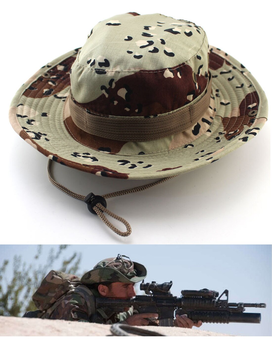 Gorros Boonie de arbusto al aire libre, gorro de pesca de camuflaje de la jungla: 15