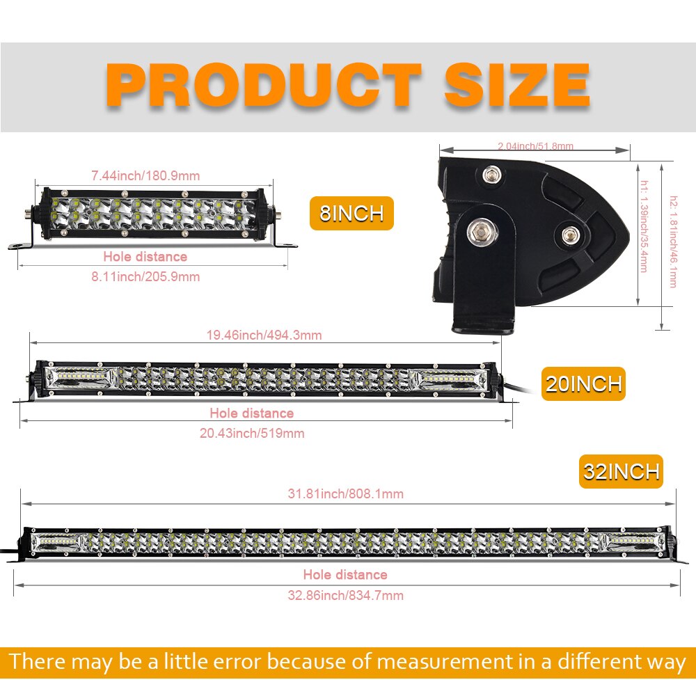 CO LIGHT Super Slim 12D 8&quot; 20&quot; 32&quot; LED Bar Spot Flood Beam LED Light Bar for Tractor Boat Offroad 4WD 4x4 Trucks SUV ATV 12V 24V