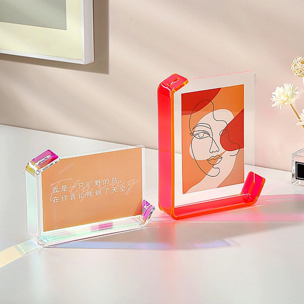 Cadre Photo flottant de 6/7 pouces, bricolage, Double face, Horizontal, Vertical, néon, acrylique, décor de bureau debout, cadre d'affichage Photo