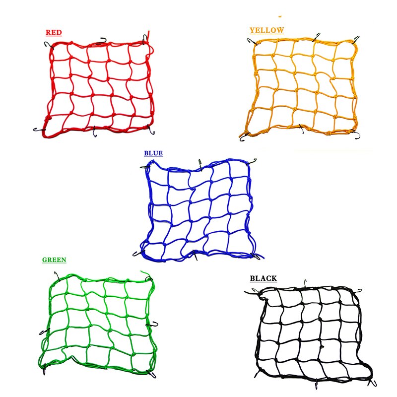 1pc Universal 6 Hooks Bungee Cargo Net Motorcycle Motorbike Helmet Hold Down Fuel Tank Luggage Mesh Storage Organizer Net Bag