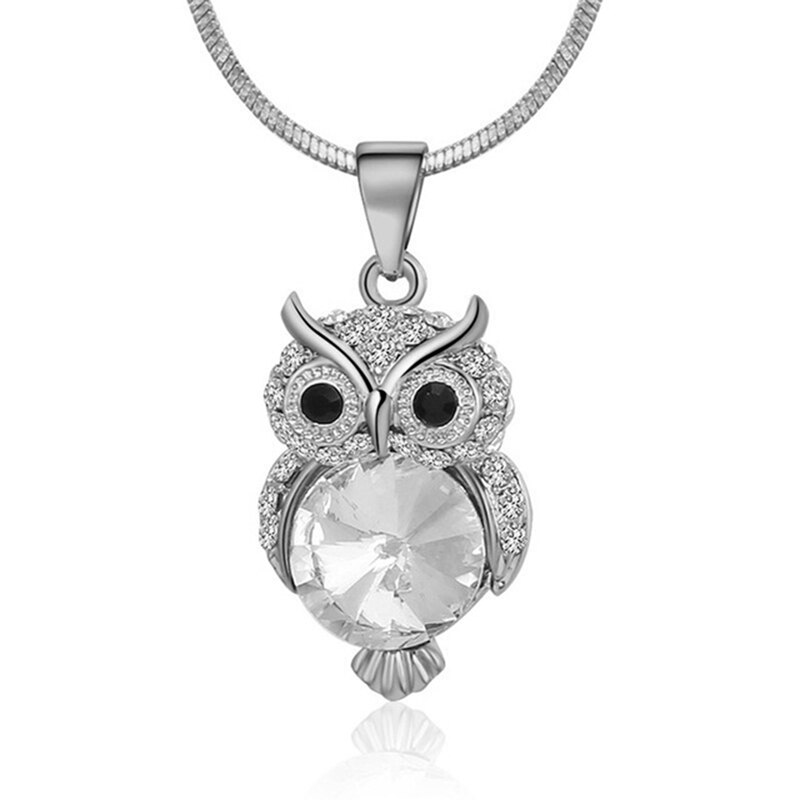 Collier en Zircon pour femme, mignon, hibou, lune, lettre, pendentif, étoiles, exquis, romantique, bijoux de fête de la saint-valentin: NL7476SV