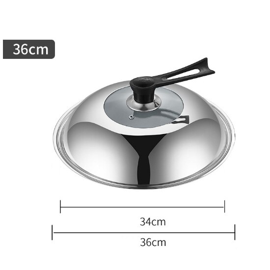 Konco Roerbak Pan Rvs Bak Pan Gas Kachels Koekenpan Chinese Handgemaakte Wok Kookpot: 36cm pan cover