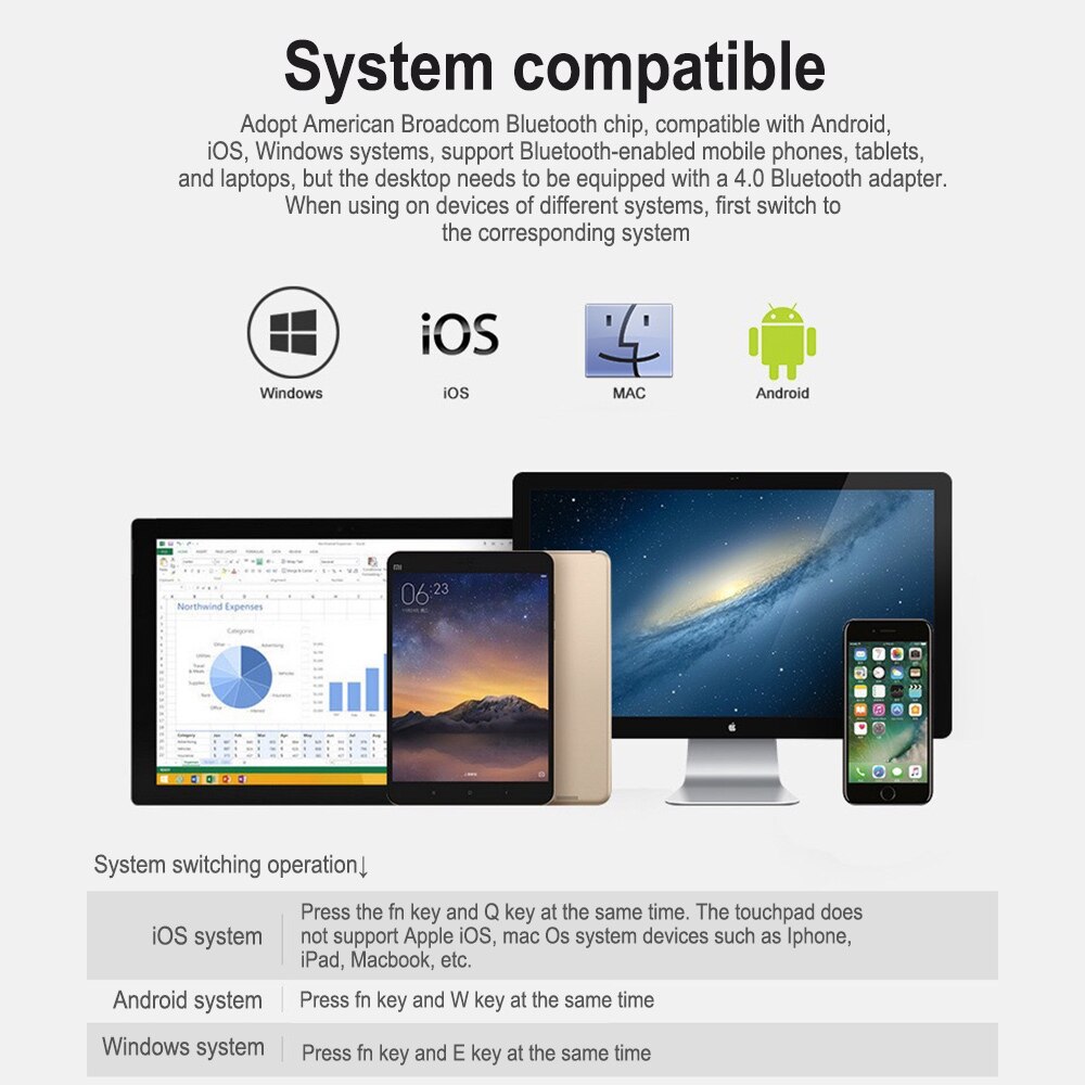 Portable Folding Bluetooth Mini Keyboard Foldable Wireless Klavye Touchpad Russian En Keypad for IOS/Android/Windows ipad Tablet