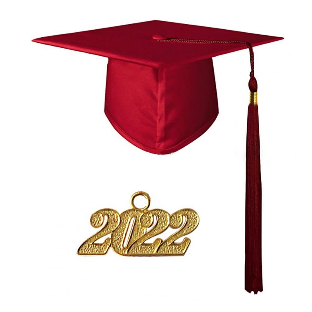 2022 Graduation Hut Unisex Bachelor Cap Unvergesslich Graduation Cap Gestrickte Quaste Decor Graduation Top Hut Coloful Graduation Hut: Wine Red