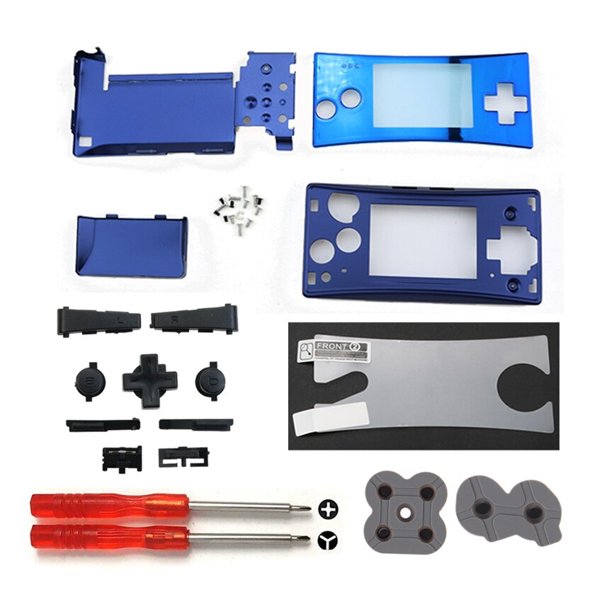 Jcd Metalen Behuizing Shell Case Voor Gameboy Micro Gbm Console Front Back Cover W/ L R Een B D-Pad Volledige Set Knop Schroef Tool: E