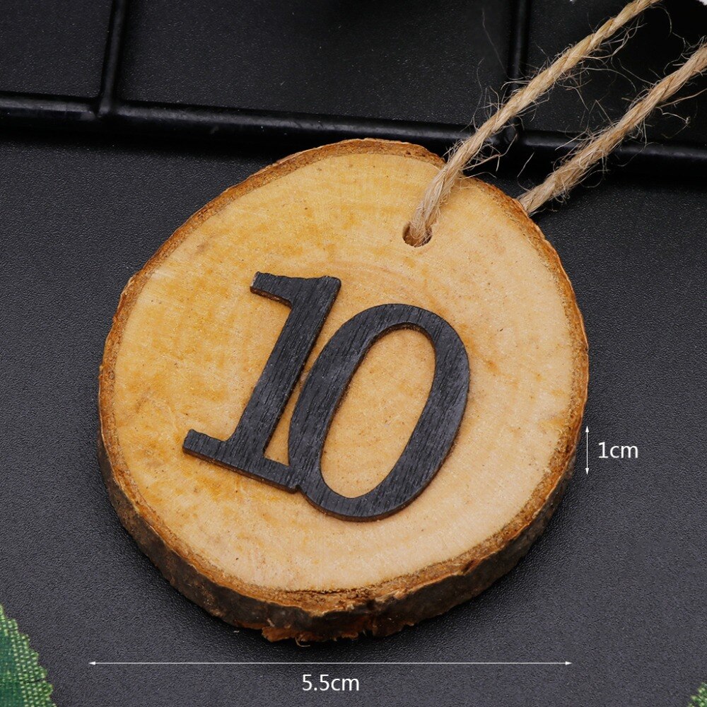 10pcs Round Natural Wood Log Slice Tree Bark 1-10 Table Numbers For Wedding Centerpiece Hanging Decor