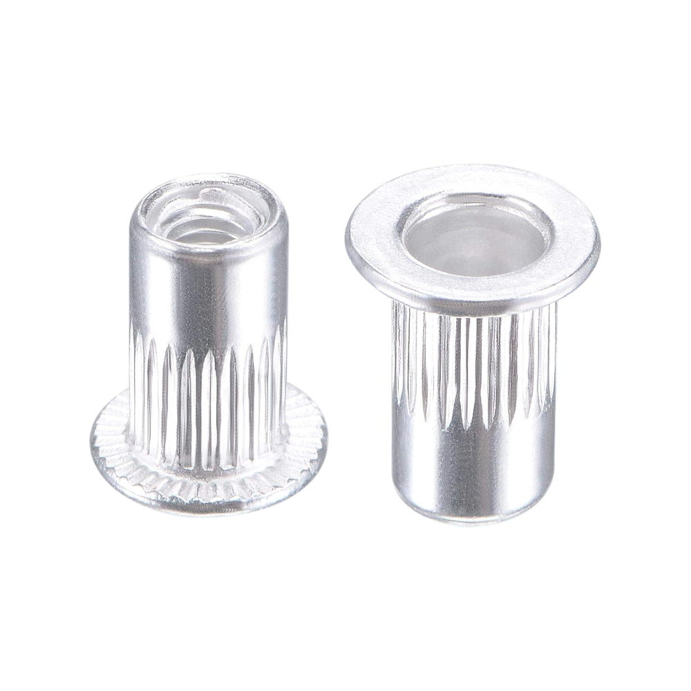 Tuercas M6 de aleación de aluminio, tuerca de inserción roscada de cabeza plana moleteada, plata, 50 Uds.: Rojo