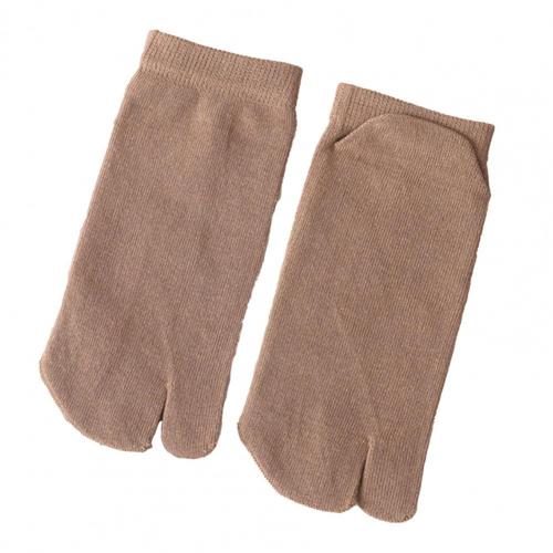 2 pçs split toe meias unisex absorção de suor cor sólida ao ar livre respirável japonês flip flop algodão meias para ao ar livre: Coffee / Men