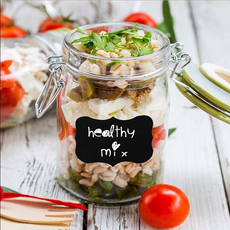 64 stickers/set Blackboard Craft Sticker Kitchen Storage Jar Box Label 5cm x 3.5cm Black Spice Storage Box Blackboard Sticker