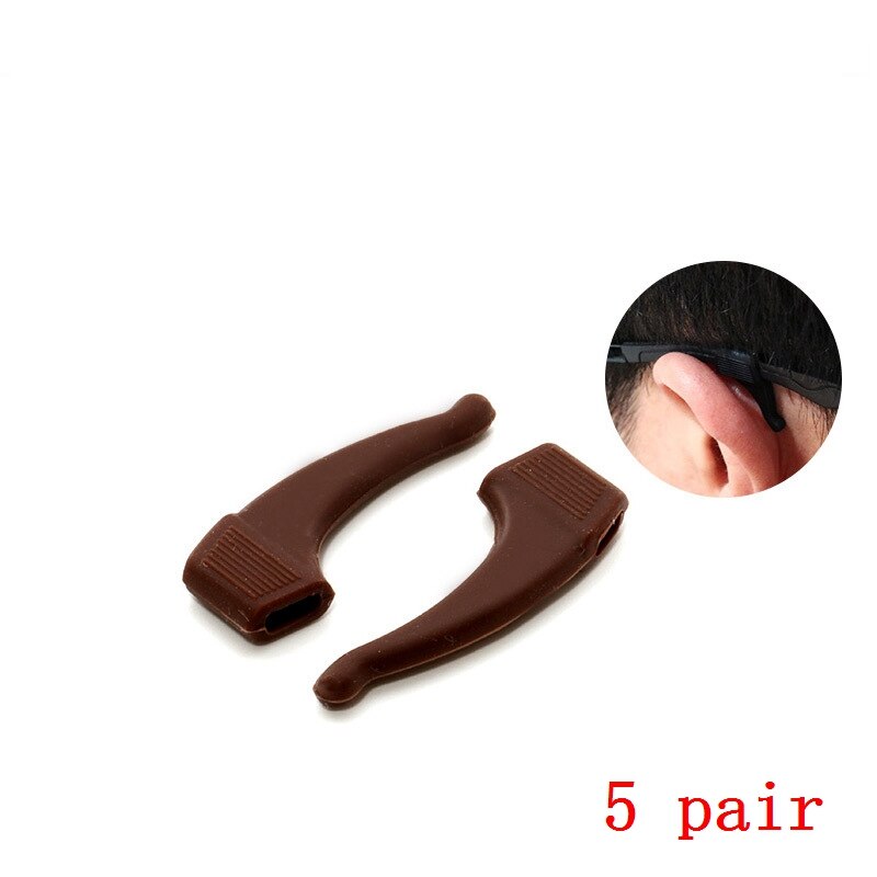 ZRHUA 5 Pair Eyeglass Anti-slip Earmuffs Silicone Holder Spectacle Glasses Eyewear Accessories Glasses Anti-slip Ear Hooks: brown