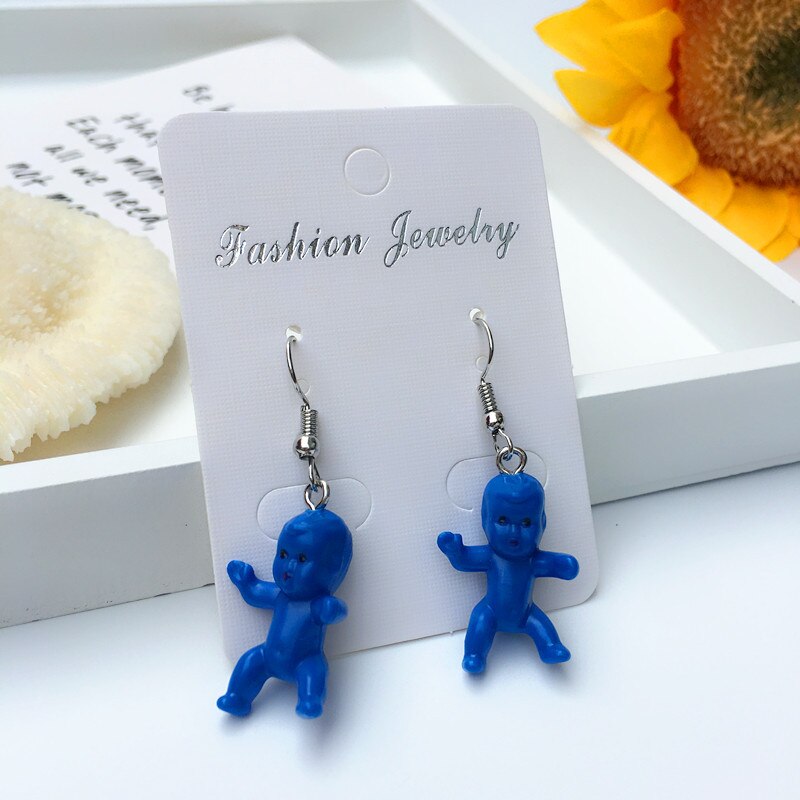 drôle bébé poupée forme coloré boucles d'oreilles pour femmes fille créative Harajuku Cool goutte boucles d'oreilles fête déclaration bijoux: Drop 5