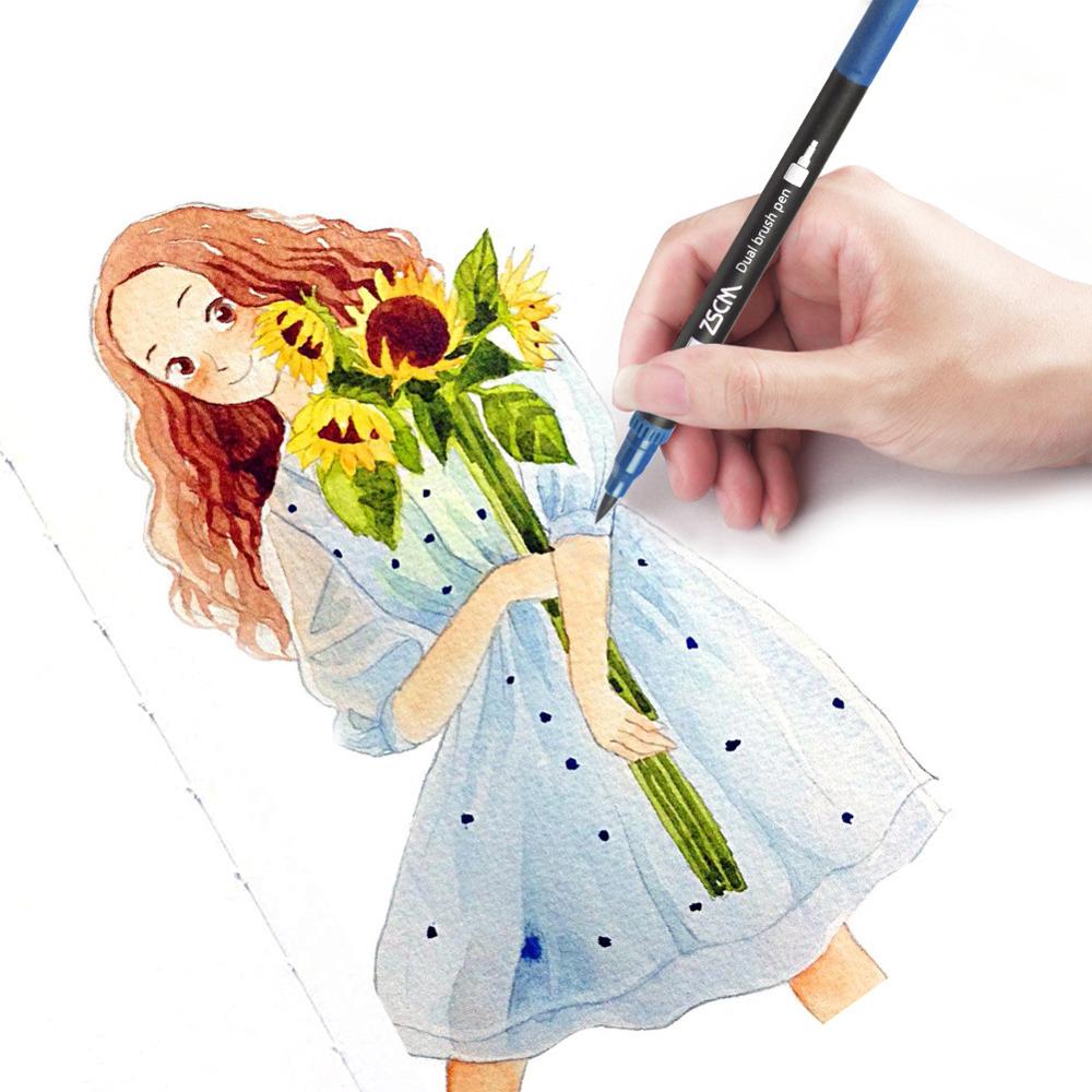32 Color Profession Art Marker Pens Brush Dual Tip... – Grandado