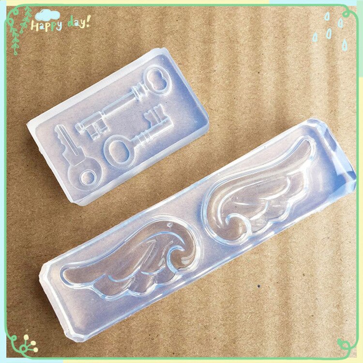 1pcs UV Resin Jewelry Liquid Silicone Mold Wings Button English Letter Charms Silicone Resin Mold For Jewelry Making