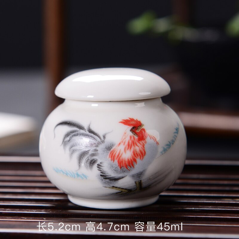 Caja de almacenamiento portátil, recipiente de té sellado de cerámica para viaje, Mini tetera de Kung Fu, de porcelana, tarro de cerámica: Little golden rooste