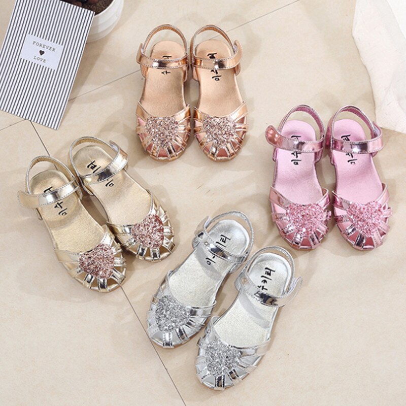 Princess shoes Summer Cute Princess Dance Kid Girl Leather Princess Sandals Soft Crib Shoes Toddler Prewalker